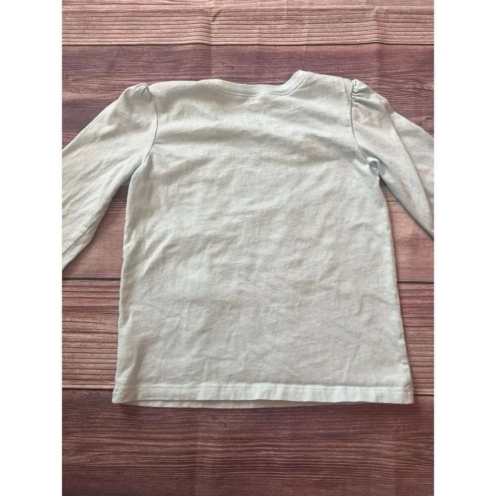 The Children's Place Girls 4T 4th Birthday Shirt Long Sleeve Glitter Blue